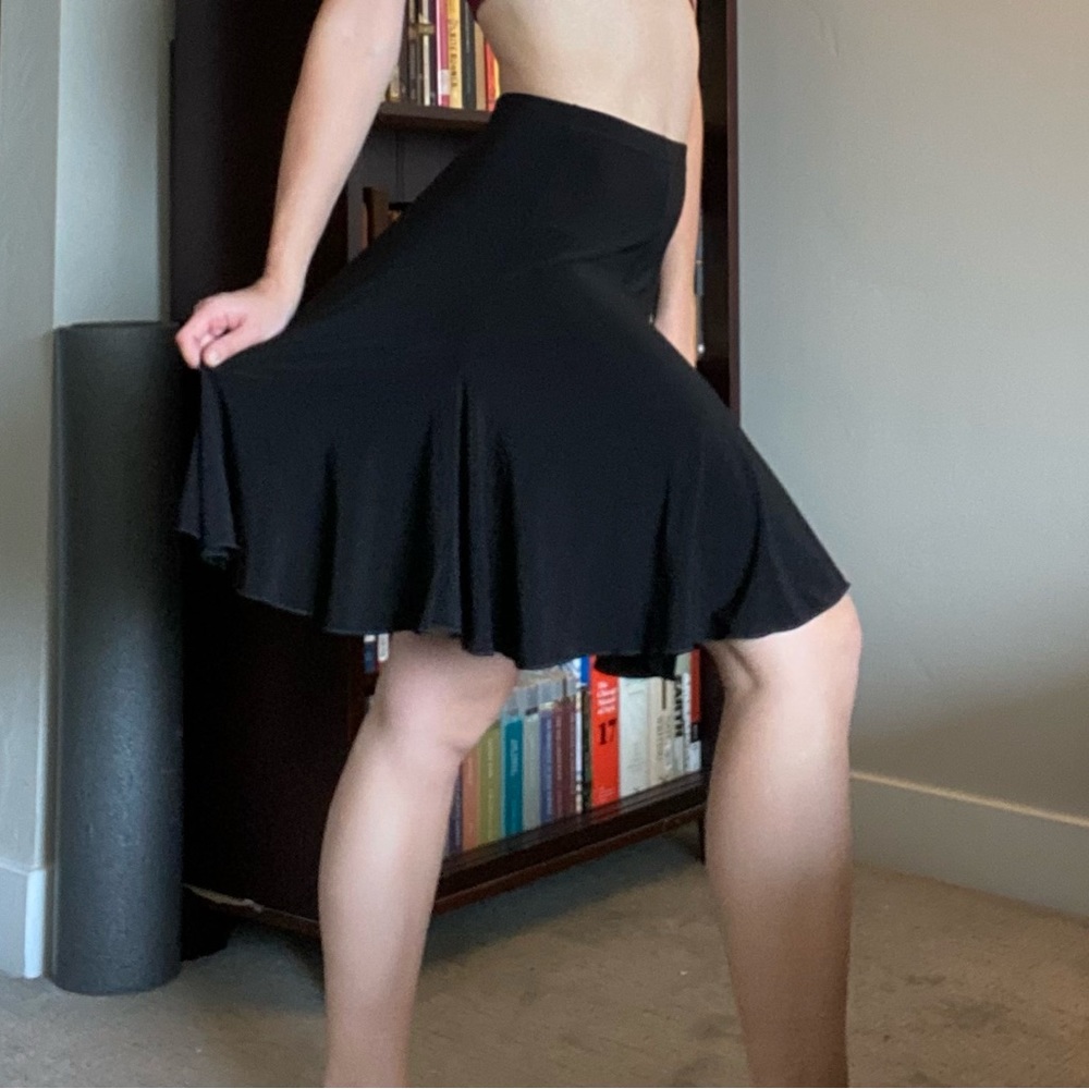 Knee length black ballroom skirt